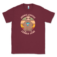 Burgundy inhale coffee exhale love sloth namaste yoga lover Classic Tee - linhVisuals