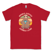 Red inhale coffee exhale love sloth namaste yoga lover Classic Tee - linhVisuals