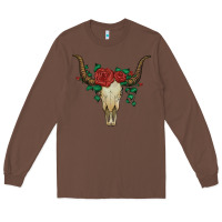 Chestnut bull skull with roses Long Sleeve Tee - Artiststas
