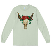 Matcha bull skull with roses Long Sleeve Tee - Artiststas
