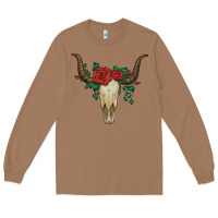 Toasted Coconut bull skull with roses Long Sleeve Tee - Artiststas