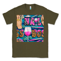 Army Green nail boss money hand and wine with gemstone leopard and zebra seamless Classic Tee - BundleAndBundleShop