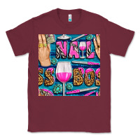 Burgundy nail boss money hand and wine with gemstone leopard and zebra seamless Classic Tee - BundleAndBundleShop