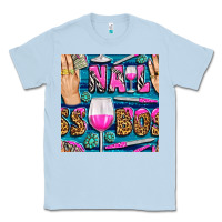 Dusty Blue nail boss money hand and wine with gemstone leopard and zebra seamless Classic Tee - BundleAndBundleShop