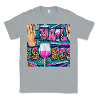 Heather Grey nail boss money hand and wine with gemstone leopard and zebra seamless Classic Tee - BundleAndBundleShop
