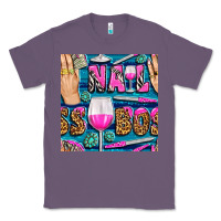 Lavender nail boss money hand and wine with gemstone leopard and zebra seamless Classic Tee - BundleAndBundleShop
