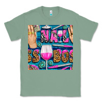 Sage nail boss money hand and wine with gemstone leopard and zebra seamless Classic Tee - BundleAndBundleShop