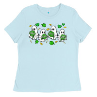 Baby Blue clover ghostie st.patrick's day Ladies Tee - Artiststas