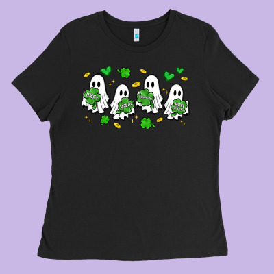 Clover Ghostie St.patrick's Day Ladies Tee Designed By Artiststas