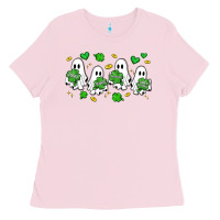 Bubblegum Pink clover ghostie st.patrick's day Ladies Tee - Artiststas