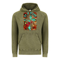 Vintage Olive he is risen cross with roses background Vintage Hoodie - BarkalooDesign