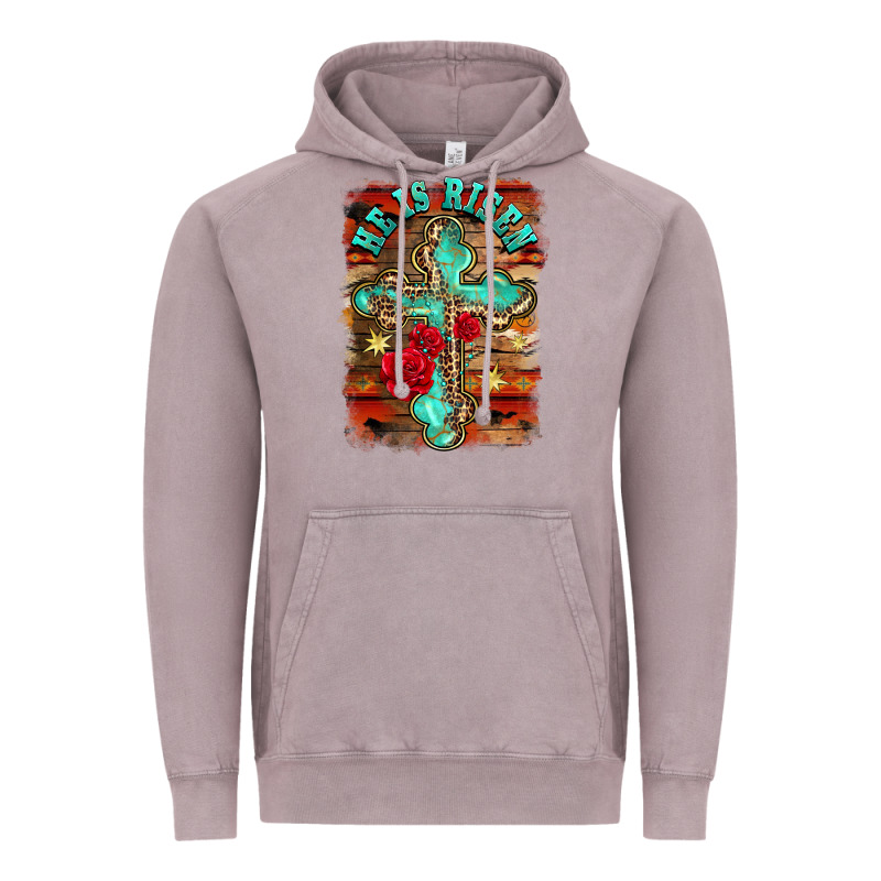 He Is Risen Cross With Roses Background Vintage Hoodie by BarkalooDesign | Teevron