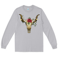 Moon Dust bull skull with rose and flowers Long Sleeve Tee - Artiststas