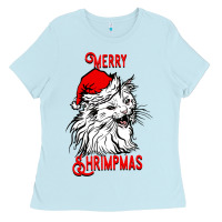Baby Blue Merry Christmas Cat Ladies Tee - SublimationCraftShop