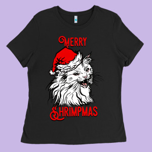 Merry Christmas Cat Ladies Tee Designed By Sublimationcraftshop