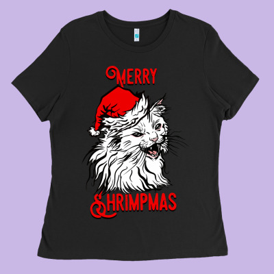 Merry Christmas Cat Ladies Tee Designed By Sublimationcraftshop