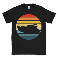 Black boat t  shirt boat trip silhouette on a distressed retro sunset produc Classic Tee - linhVisuals