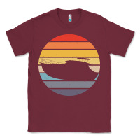Burgundy boat t  shirt boat trip silhouette on a distressed retro sunset produc Classic Tee - linhVisuals