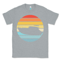 Heather Grey boat t  shirt boat trip silhouette on a distressed retro sunset produc Classic Tee - linhVisuals