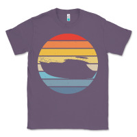 Lavender boat t  shirt boat trip silhouette on a distressed retro sunset produc Classic Tee - linhVisuals
