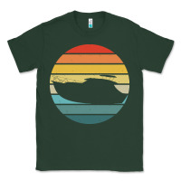Sports Green boat t  shirt boat trip silhouette on a distressed retro sunset produc Classic Tee - linhVisuals