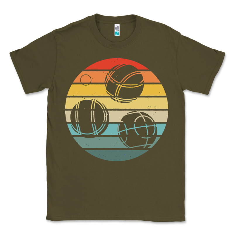 Bocce Ball T  Shirt Bocce Ball Silhouette On A Distressed Retro Sunset Classic Tee by linhVisuals | Teevron