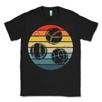 Black bocce ball t  shirt bocce ball silhouette on a distressed retro sunset Classic Tee - linhVisuals