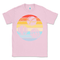 Bubblegum Pink bocce ball t  shirt bocce ball silhouette on a distressed retro sunset Classic Tee - linhVisuals