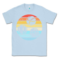 Dusty Blue bocce ball t  shirt bocce ball silhouette on a distressed retro sunset Classic Tee - linhVisuals