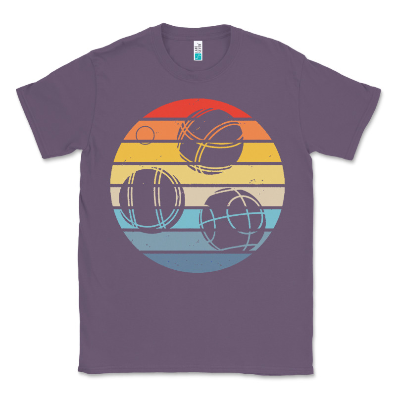 Bocce Ball T  Shirt Bocce Ball Silhouette On A Distressed Retro Sunset Classic Tee by linhVisuals | Teevron