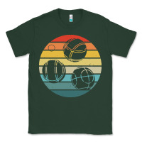Sports Green bocce ball t  shirt bocce ball silhouette on a distressed retro sunset Classic Tee - linhVisuals