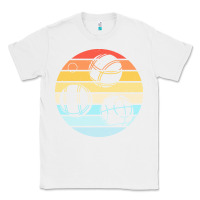 White bocce ball t  shirt bocce ball silhouette on a distressed retro sunset Classic Tee - linhVisuals