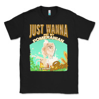 Black pommeranian t  shirt dog owner, just wanna pet my pommeranian & drink Classic Tee - linhVisuals