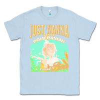 Dusty Blue pommeranian t  shirt dog owner, just wanna pet my pommeranian & drink Classic Tee - linhVisuals