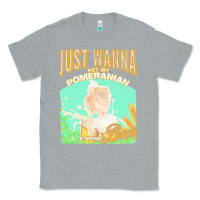 Heather Grey pommeranian t  shirt dog owner, just wanna pet my pommeranian & drink Classic Tee - linhVisuals