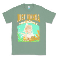 Sage pommeranian t  shirt dog owner, just wanna pet my pommeranian & drink Classic Tee - linhVisuals