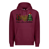 Burgundy peace love christmas Premium Hoodie - RanaPortraitStore