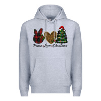Heather Grey peace love christmas Premium Hoodie - RanaPortraitStore