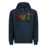 Navy peace love christmas Premium Hoodie - RanaPortraitStore