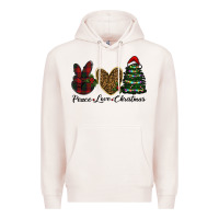 Pale Pink peace love christmas Premium Hoodie - RanaPortraitStore