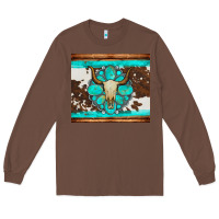 Chestnut bull skull and turquoise cowhide tumbler Long Sleeve Tee - Artiststas