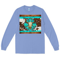 Colony Blue bull skull and turquoise cowhide tumbler Long Sleeve Tee - Artiststas