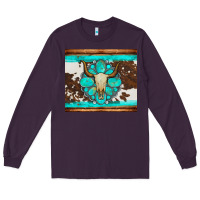 Plum bull skull and turquoise cowhide tumbler Long Sleeve Tee - Artiststas