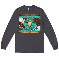 Smoke bull skull and turquoise cowhide tumbler Long Sleeve Tee - Artiststas