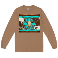Toasted Coconut bull skull and turquoise cowhide tumbler Long Sleeve Tee - Artiststas