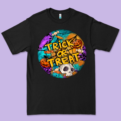Trick Or Treat Hallowen Round Premium Tee Designed By Lillyallendesigns