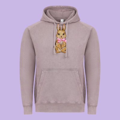 Easter Rabbit Pink Flowers Vintage Hoodie Designed By Barkaloodesign