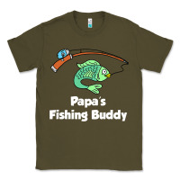 Army Green kids papa's fishing buddy grandson or granddaughter fish t shirt Classic Tee - linhVisuals