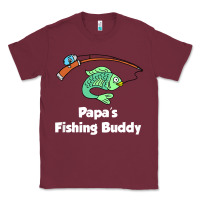 Burgundy kids papa's fishing buddy grandson or granddaughter fish t shirt Classic Tee - linhVisuals