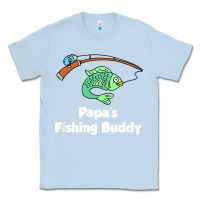 Dusty Blue kids papa's fishing buddy grandson or granddaughter fish t shirt Classic Tee - linhVisuals